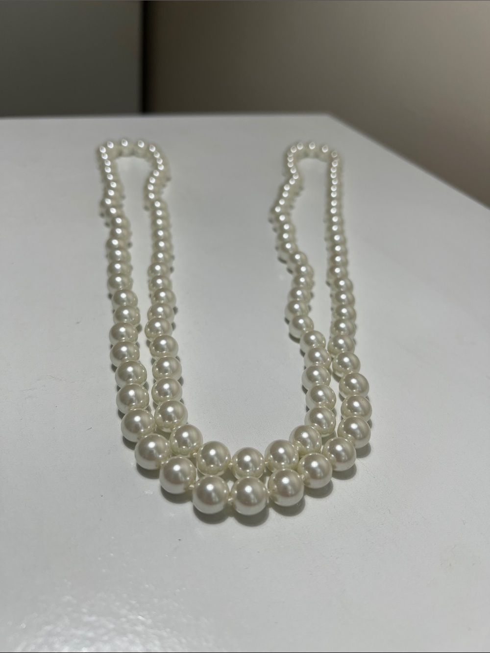 Elegant Pearl Opera Necklace - White Faux Pearls - Heirloom Estate Vintage - Picture 4 of 13